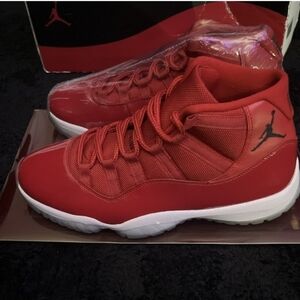Jordan High-Top Basketball Sneakers in Red with White Sole